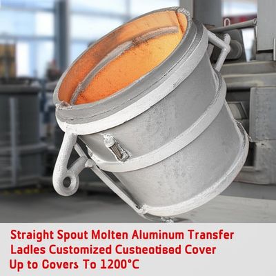 Straight Spout Molten Aluminum Transfer Ladles Customized Cover High Temperature Resistance Up To 1200°C